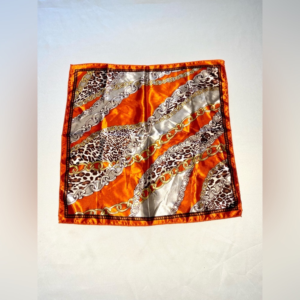 Chain printing large square scarf  satin simulation silk scarf